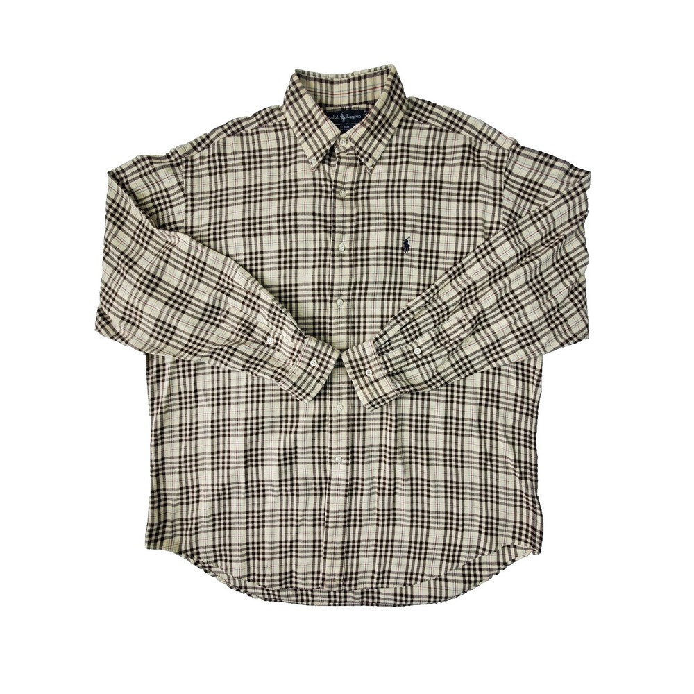 Polo Ralph Lauren Blaire Plaid Button Down Shirt‎ Men's Large 100% Cotton